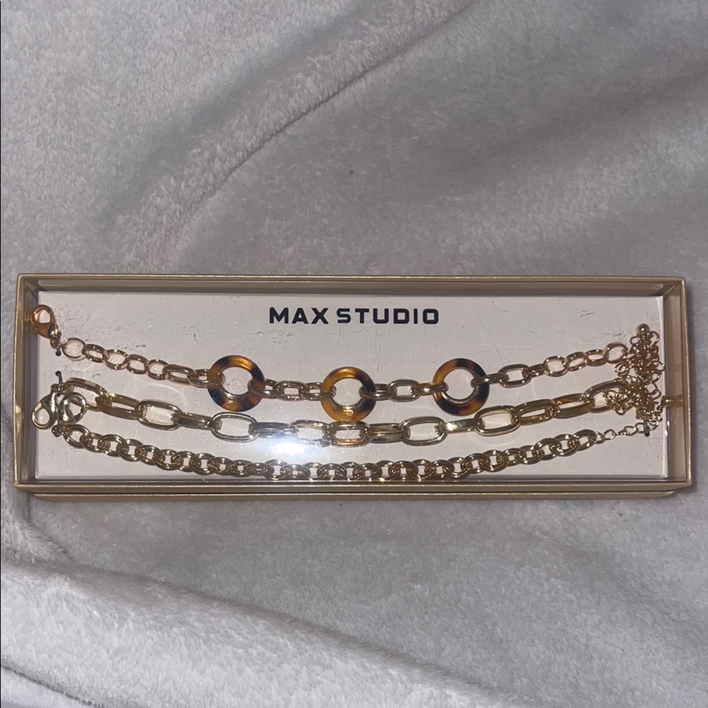 Max Studio Gold and Brown Layered Bracelet
